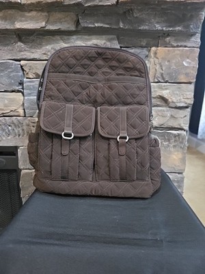 Vera Bradley Chocolate Brown Quilted Microfiber Backpack 15 