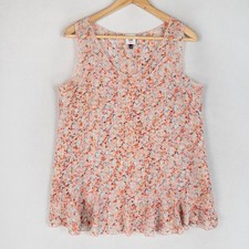 Cabi Womens Tank Top Sz Small Pink Orange Floral Layered Flowy Summer Style 5032