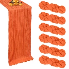 6 Pack Fall Table Runner Orange Cheesecloth Table Runner 10FT Boho Cheese Clo...