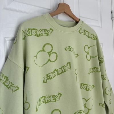 Disney Mickey Mouse Oversized limettengrün Sweatshirt Pullover Gr. L Primark