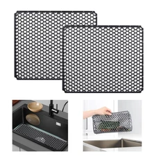 Sink Protectors - 2Pcs Heat-Resistant Silicone Mats Stainless Steel, Farmhouse