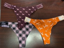Victoria's Secret Panty Lot Of 3 High Leg Thong Pink Plaid Dog Wild Rose S NWT