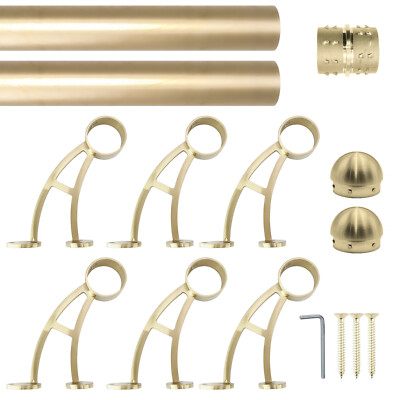 Satin Gold Finish 2'' OD Stainless Steel Wall Bar Mount Foot Rail Kit