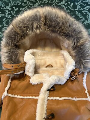 DAKOMA-KIDS OUTERWEAR MINK FUR-LINED COAT W/FUR HOOD-TIMBER Size 4