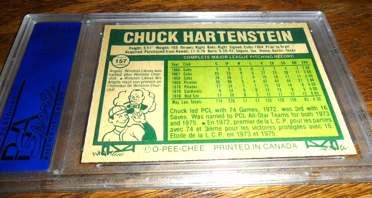 1977 OPC Baseball #157 Chuck Hartenstein TORONTO Blue Jays PSA 8