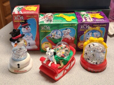  101 Dalmatians Snow Dome McDonald's 1996 Ornaments Collectibles Lot of 3 NIB