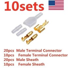 10 Sets Male Female Wire Crimp Connectors 4.0mm Copper Bullet Terminals Kit