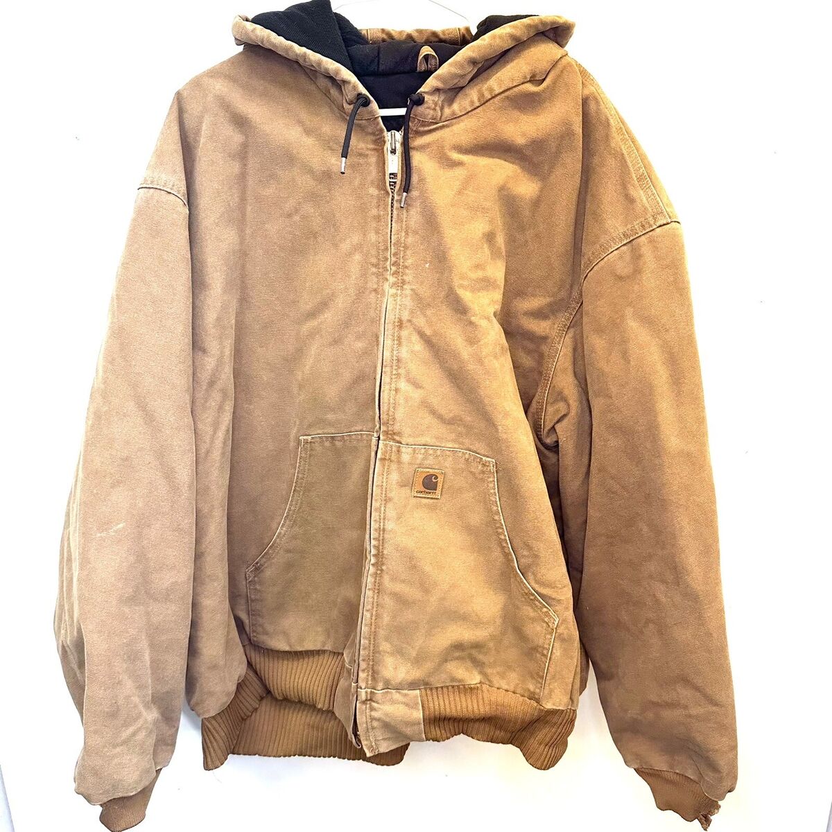 Vintage Carhartt J130 Quilted Hooded Duck Brown Distressed Vintage Carhartt J130 Quilted Hooded Duck Brown Distressed