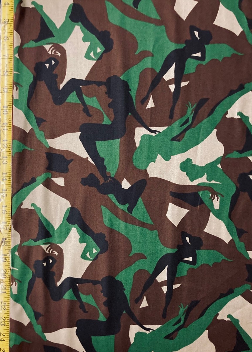 Camouflage Girls Alexander Henry Fabric Army Green pinup girls
