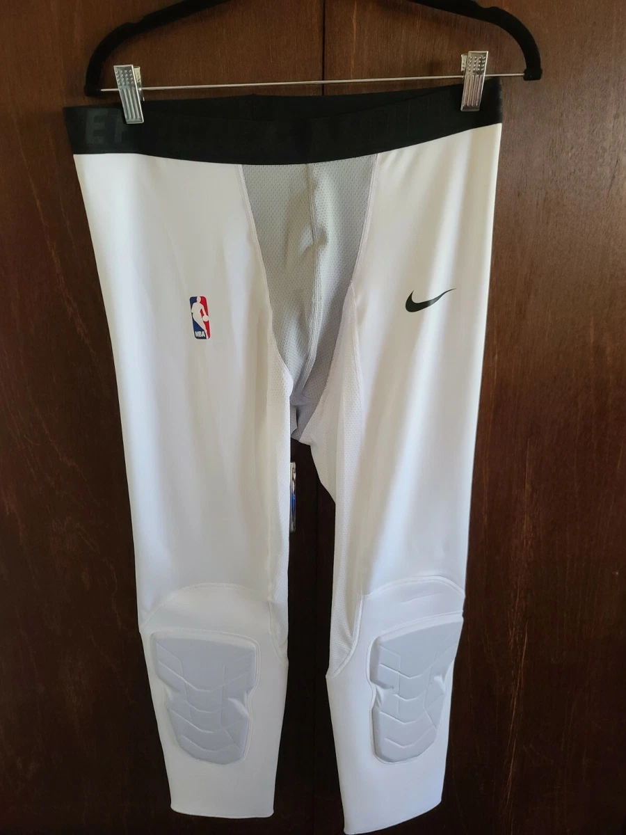 Nike NBA Pro Hyperstrong Padded 3/4 Tights Pants White Player