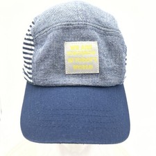 We Are Tomorrow in Todays World Adult 5 Panel Hat Cap Blue Stripes Yellow