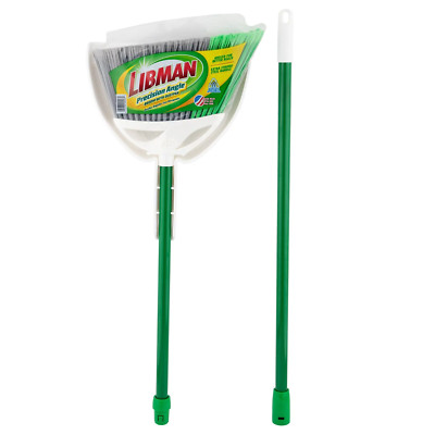 2 Piece Steel Handle Angle Broom and Dustpan Green Steel Handle
