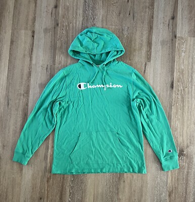 Champion Sweater Mens Size L Green Casual Pullover Hoodie