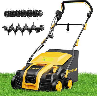 16-Inch Electric Dethatcher with 5-Position Height & Removable Thatch Bag