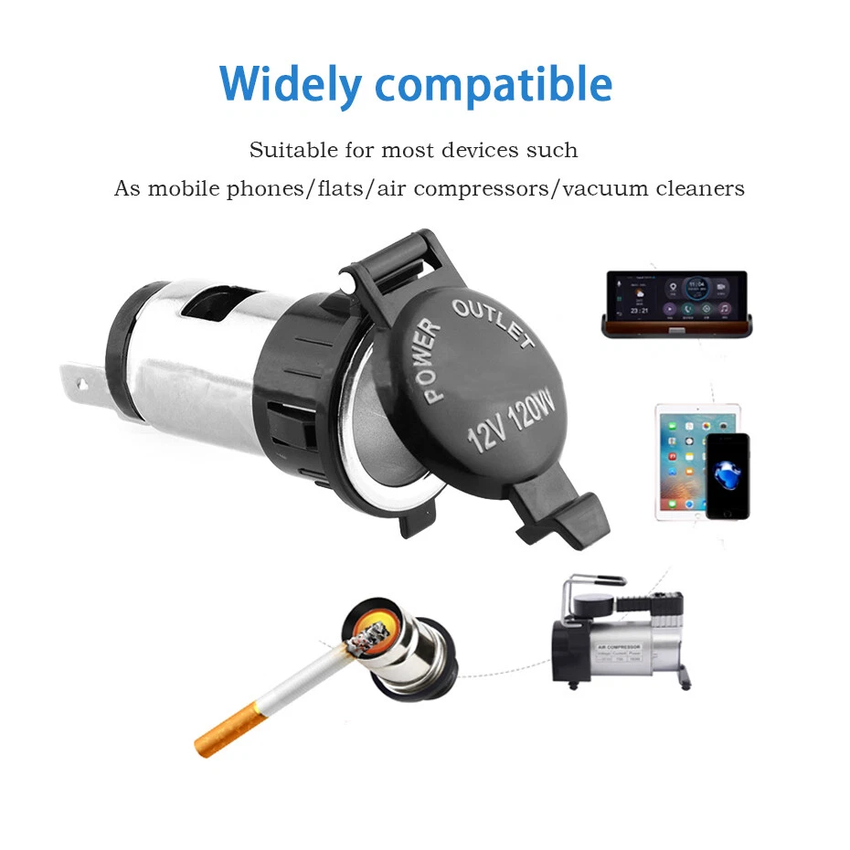 120W 12V-24V Waterproof Car Boats Motorcycle Cigarette Lighter Power Plug Socket — 第 4/4 张图片