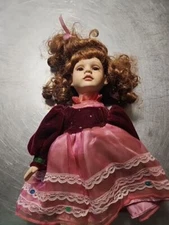 COLLECTORS CHOICE BEAUTIFUL FINE HAND PAINTED BISQUE PORCELAIN DOLL 12"