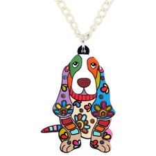 Acrylic Basset Hound Dog Necklace Pendant Gifts Pets Animals Jewelry for Women