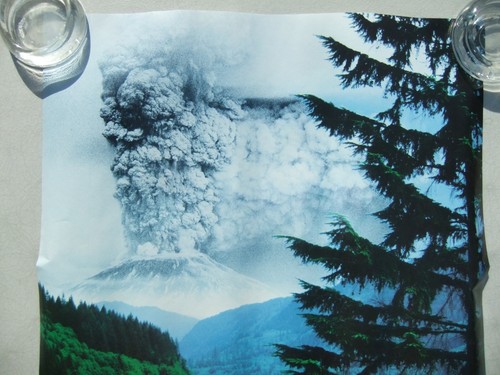 VTG 1980 Mt. St. Helens Volcano Eruption Poster From Riffe? Lake Looking Up - Picture 2 of 4
