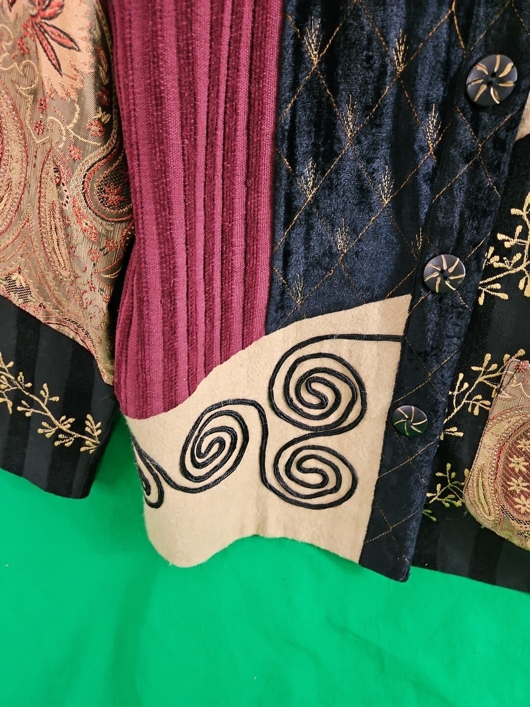 Indigo Moon Sz Large Patchwork Button Up Jacket B… - image 8