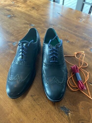 COLE HAAN MEN'S BLUE LEATHER BROGUES SIZE 10.5 M - Picture 1 of 13