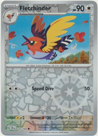 FLETCHINDER 122/142 STELLAR CROWN POKEMON (REVERSE HOLO, NM)
