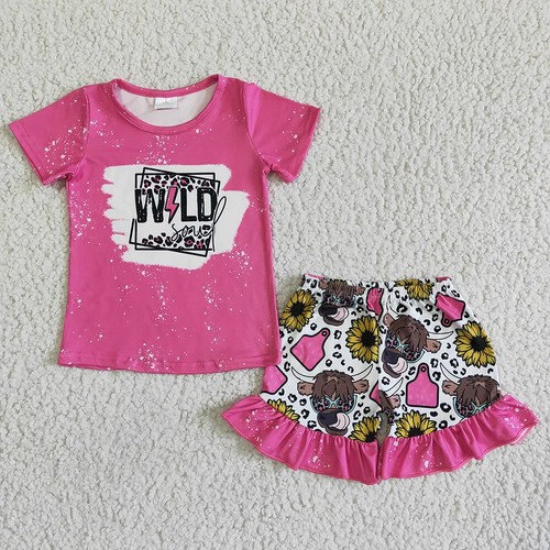 Sibling Baby Girls Summer Western Cowgirls Shirts Shorts Outfits - Picture 4 of 12