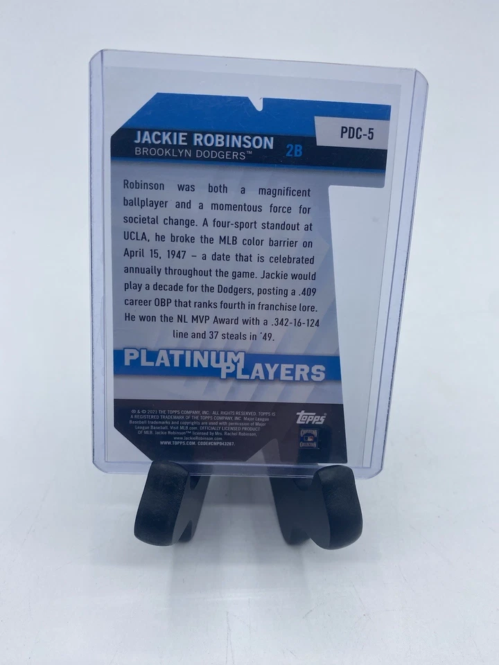 2021 Topps Series 1 Jackie Robinson Die Cut Platinum Players PDC-5 DODGERS - Image 4 of 4