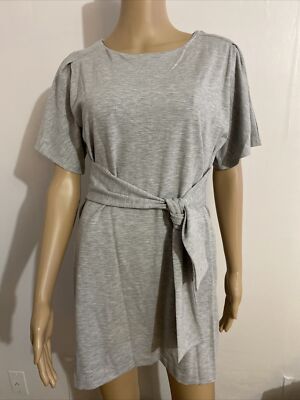 express grey dress EXPRESS Gray Tie Front Midi Dress Size XS/TP Short Sleeve Women's NWOT