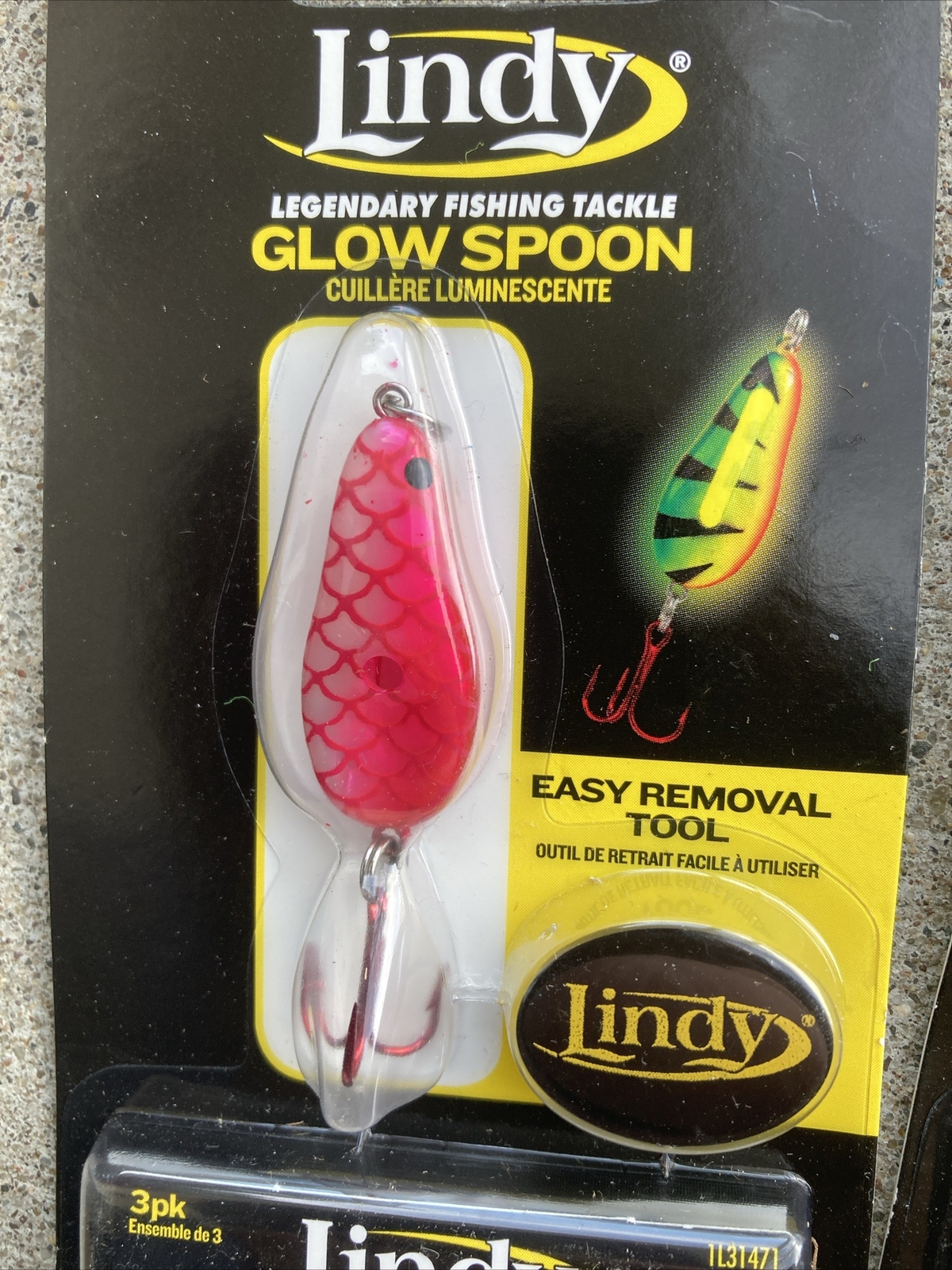 4 Pk Lindy Glow Spoon Ice Fishing Jigs 1/8 Th Oz Xtra Glow Sticks BNIP