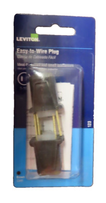 Leviton Easy 2 wire plug.  Package of 2 plugs.  #C30-00123-000 10 amp. Brown NEW