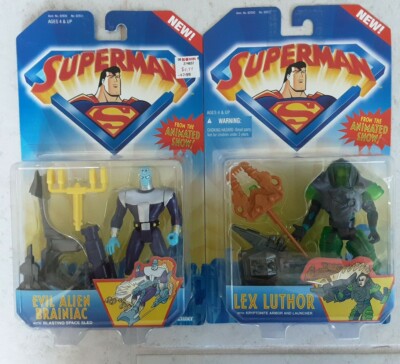 NEW KIDS WB SUPERMAN ANIMATED EVIL ALIEN BRAINIAC & LEX LUTHOR FIGURES 1996! R94