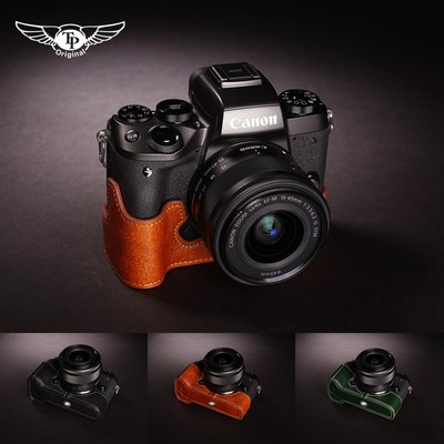 Handmade Genuine Real Leather Half Camera Case Bag Cover for Canon EOS M5 