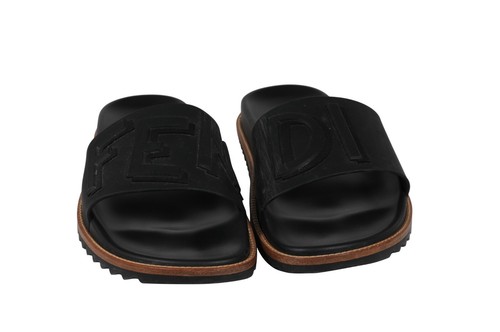 Fendi Mens Logo Slides Size US 12 UK 11 Black Rubber Flip Flops Sandals - Picture 12 of 12