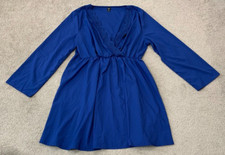 Shein Curve Surplice Dress Womens size 2XL Blue Fit and Flare Silky Smooth EUC