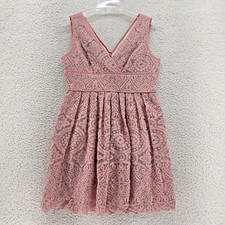 Adrianna Papell Sz 10P Soft Pink Lace Lined Cocktail Dress Vneck Sleeveless