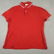 Tommy Hilfiger Polo Shirt Mens Medium Red Casual Short Sleeve