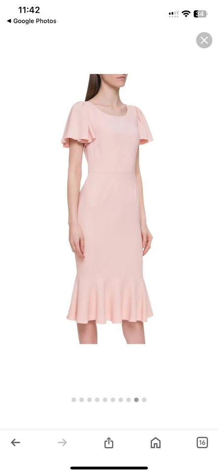 $1,645 Vestido Dolce & Gabbana Cady Manga Acampanada Dobladillo Volantes IT 48 Aus 16 EE. UU. 14 Foto 3 de 4