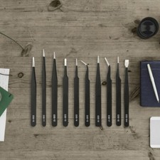 10/11Pcs Lightweight Stainless Steel Tweezers with Storage Bag for DIY Projects