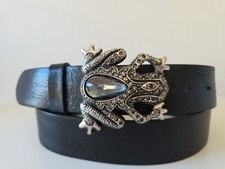 &hearts;umjuBELT Frosch black schwarz StrassStein G&uuml;rtelschnalle Schlie&szlig;e Buckle 6,5