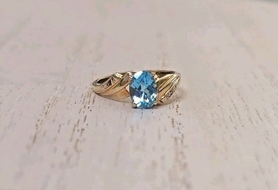 550 $ Kay Jewelers 10k Gelbgold Schachbrett Schweizer Topas Diamant Ring