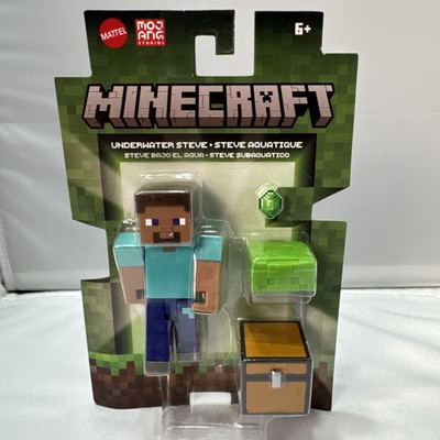 Mattel Minecraft Underwater Steve w Emerald & Chest 3.25'' Figure NEW 2024