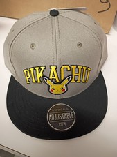 Pikachu Pokemon Snapback Hat Grey Black Yellow Bioworld Adjustable OSFA NWT Ash