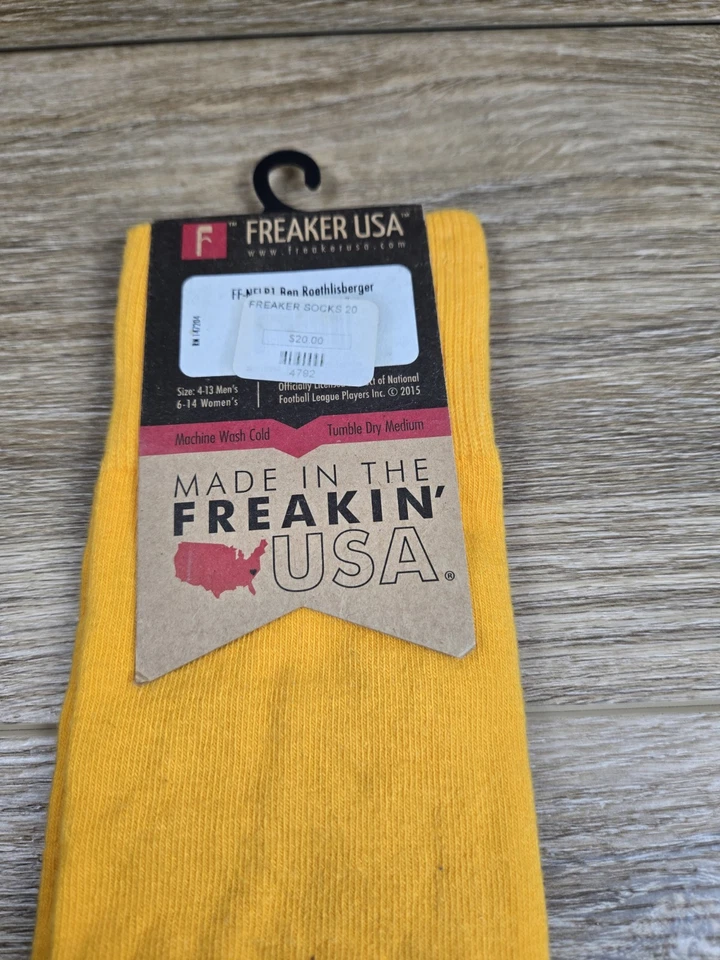 CALCETINES Freak Feet Ben Roethlisberger Blanco Amarillo Pittsburgh Steelers Foto 3 de 3