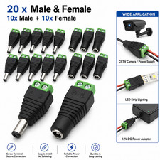 20X CCTV 12V DC Male Female Power Balun Connector Adapter Plug Jack Socket Cable