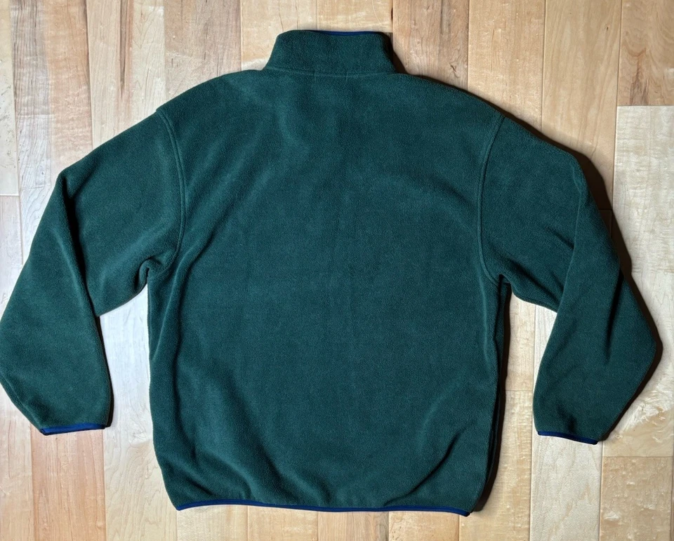 De colección Izod Cuarto Cremallera Vellón Hombres L Preppy Años 90 Verde con Borde Azul Foto 3 de 4