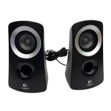 Logitech 2.0 Stereo Computer Speakers Black with Silver Rings 3.5mm Wired