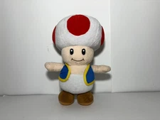Super Mario Mushroom Head Red Toad 8" Plush Stuffed Animal Toy Nintendo 2010