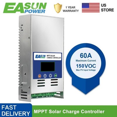 Easun MPPT 60AMP Solar Charge Controller 12V 24V 36V 48V DC Battery Regulator