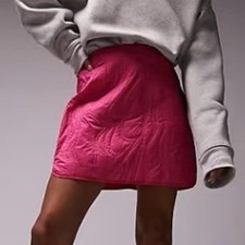 TOPSHOP Quilted Mini Skirt Hot Pink Women Size 6 Casual Party Spring Neon Bright