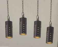 LeonLite 4 Scheletro Outdoor Hanging Pendant Patio Lights Bronze Hole Punched